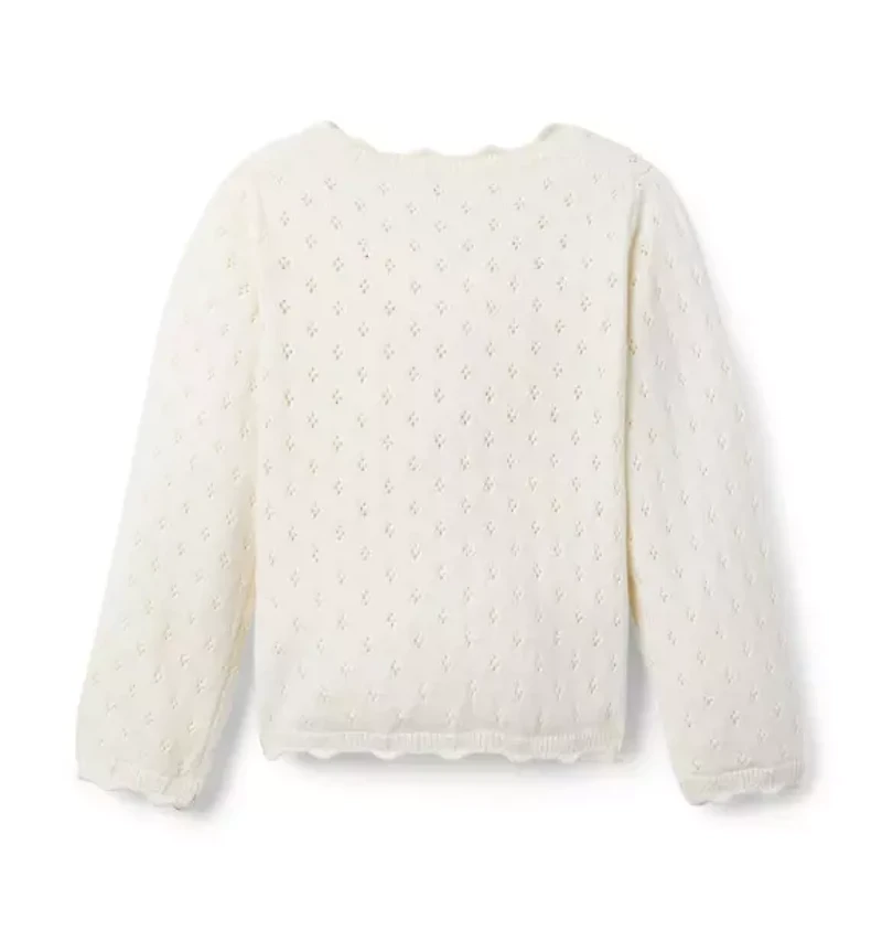 Embroidered Floral Pointelle Cardigan