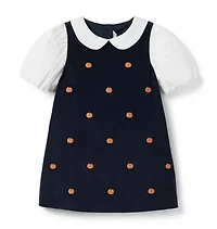 Embroidered Pumpkin Corduroy Dress
