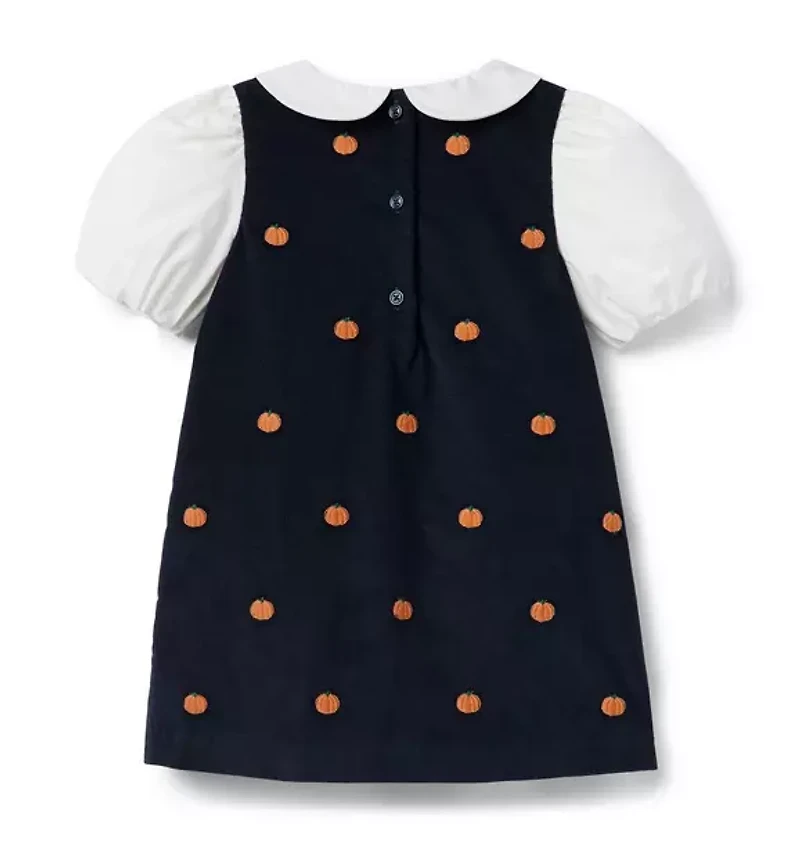 Embroidered Pumpkin Corduroy Dress