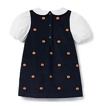 Embroidered Pumpkin Corduroy Dress
