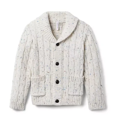 Cable Knit Shawl Collar Cardigan