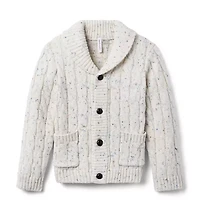 Cable Knit Shawl Collar Cardigan