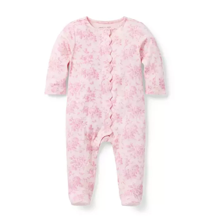 Baby Floral Toile Footed One-Piece