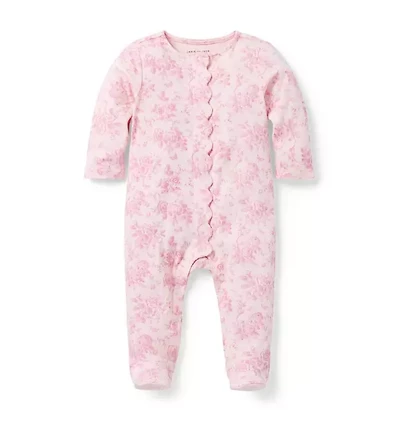 Baby Floral Toile Footed One-Piece