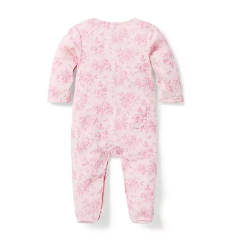 Baby Floral Toile Footed One-Piece