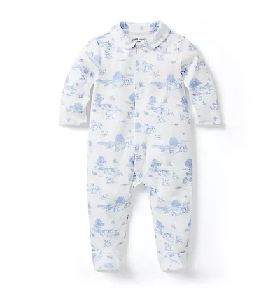 Baby Meadow Toile Footed One-Piece