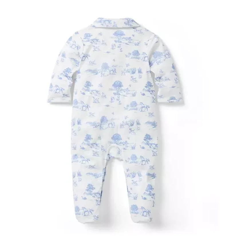 Baby Meadow Toile Footed One-Piece
