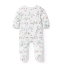 Baby Meadow Toile Wrap Footed One-Piece
