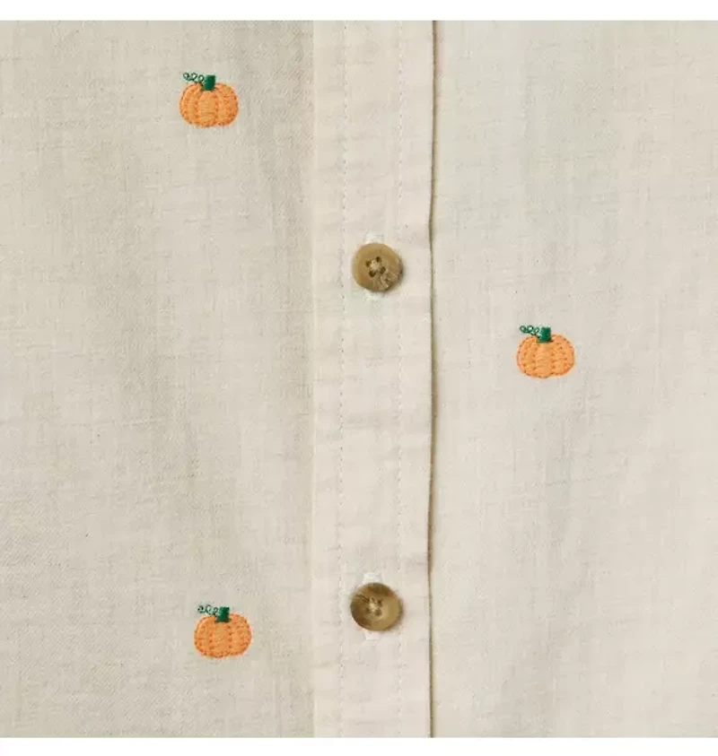 Embroidered Pumpkin Twill Shirt