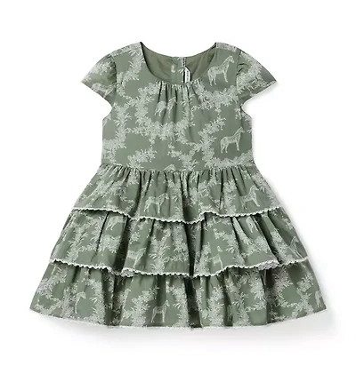 The Horse Toile Ruffle Dress
