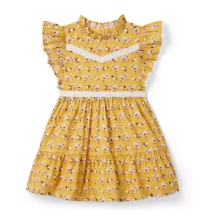 Ditsy Floral Lace Trim Dress