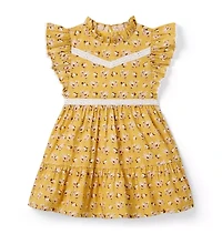 Ditsy Floral Lace Trim Dress