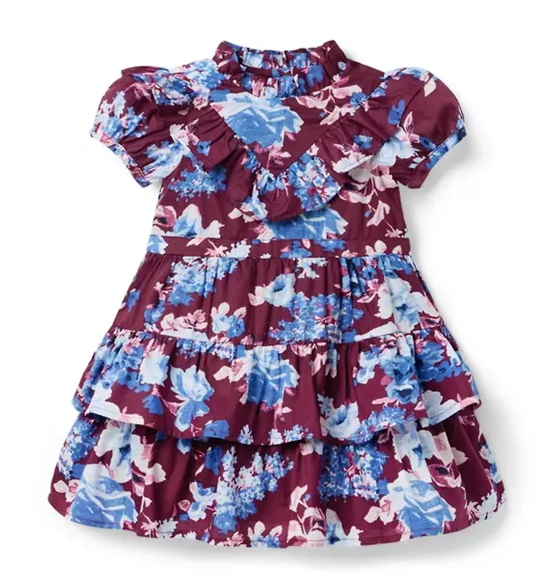 Floral Puff Sleeve Ruffle Dress