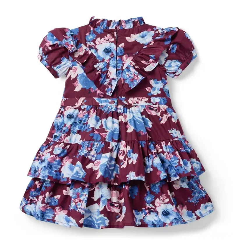 Floral Puff Sleeve Ruffle Dress