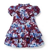 Floral Puff Sleeve Ruffle Dress