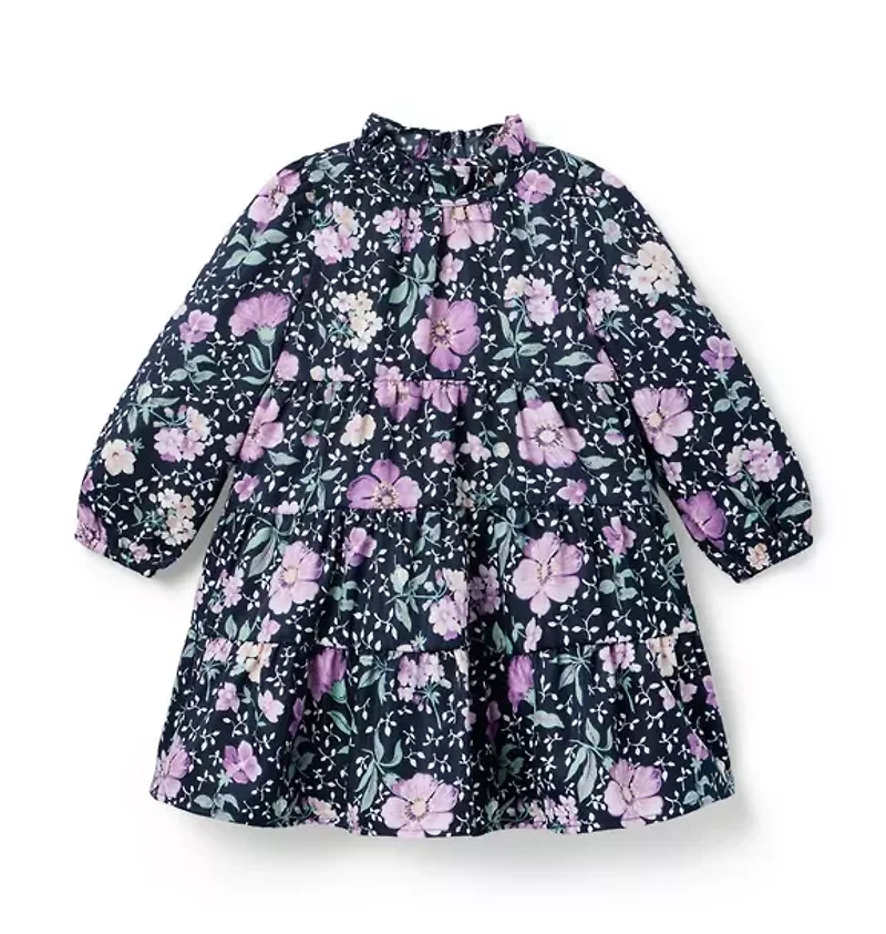 Floral Ruffle Neck Dress