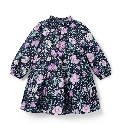 Floral Ruffle Neck Dress