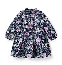 Floral Ruffle Neck Dress