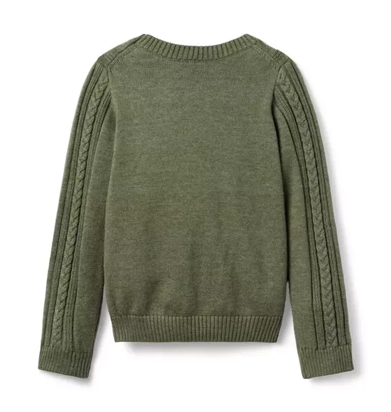 Cable Knit Ruffle Sweater
