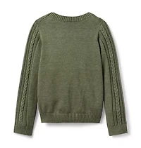 Cable Knit Ruffle Sweater