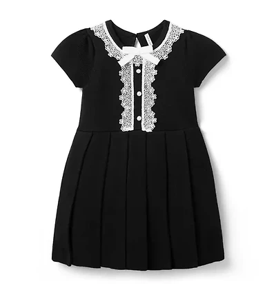 Lace Trim Sweater Dress