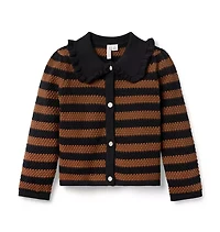 Textured Striped Collared Cardigan