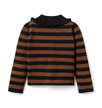 Textured Striped Collared Cardigan