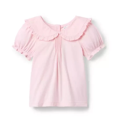 Ruffle Collar Puff Sleeve Top