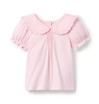 Ruffle Collar Puff Sleeve Top