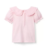 Ruffle Collar Puff Sleeve Top