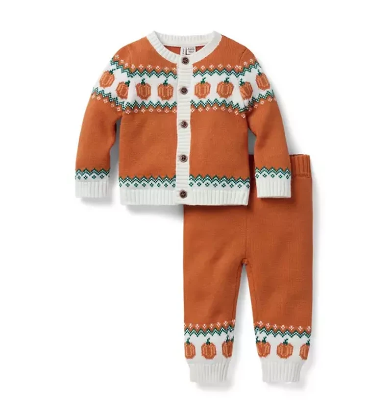 Baby Pumpkin Fair Isle Matching Set