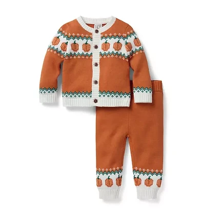 Baby Pumpkin Fair Isle Matching Set