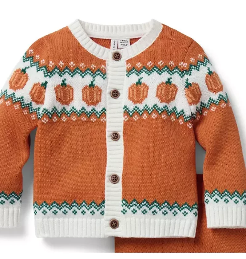 Baby Pumpkin Fair Isle Matching Set