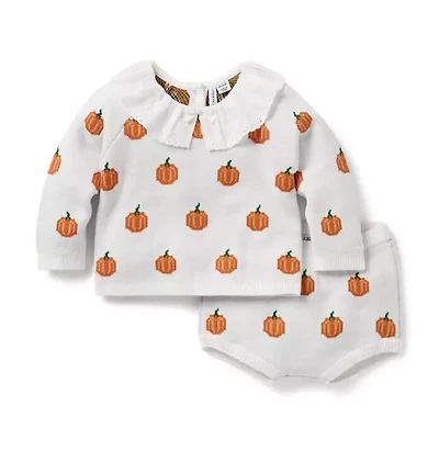 Baby Pumpkin Matching Sweater Set