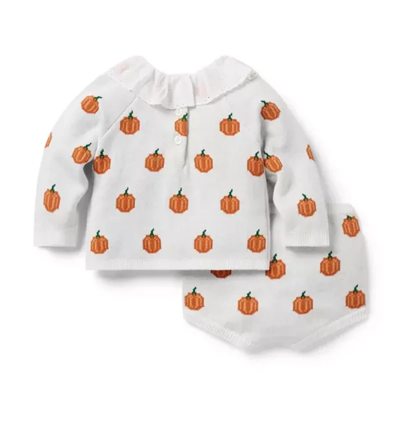 Baby Pumpkin Matching Sweater Set