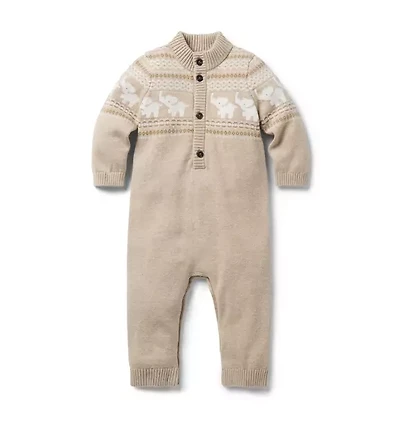 Baby Elephant Fair Isle Knit One-Piece