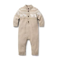 Baby Elephant Fair Isle Knit One-Piece