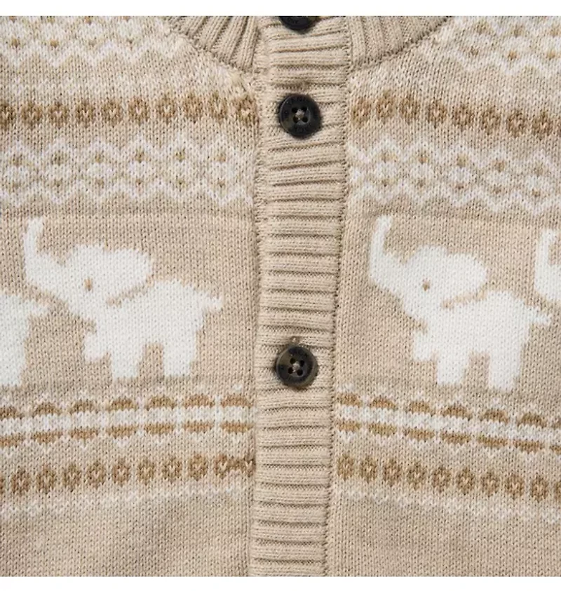 Baby Elephant Fair Isle Knit One-Piece