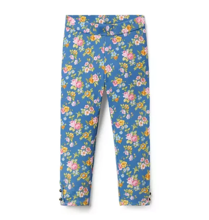 Floral Button Cuff Ponte Pant
