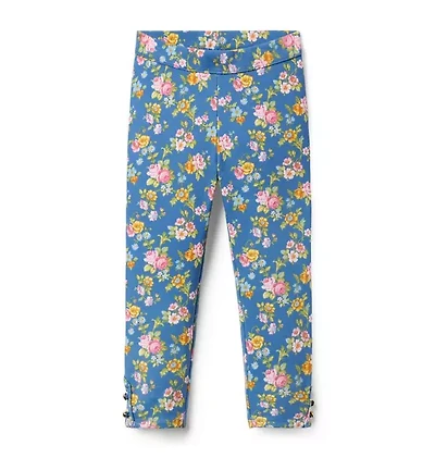 Floral Button Cuff Ponte Pant