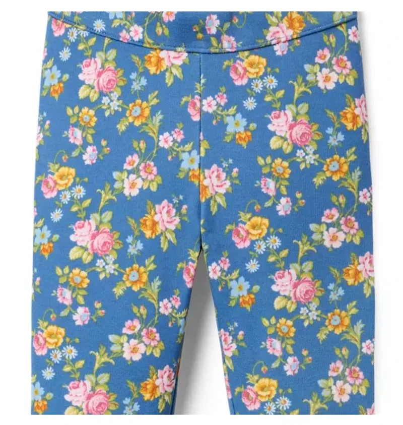 Floral Button Cuff Ponte Pant