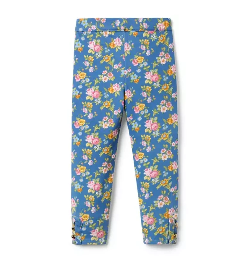 Floral Button Cuff Ponte Pant