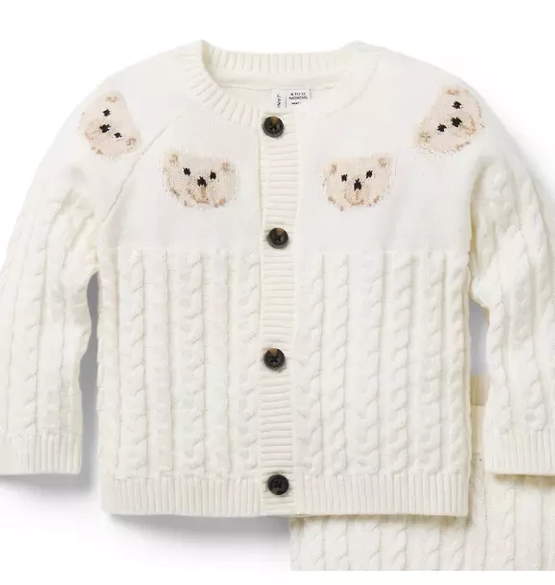 Baby Bear Cable Knit Matching Set