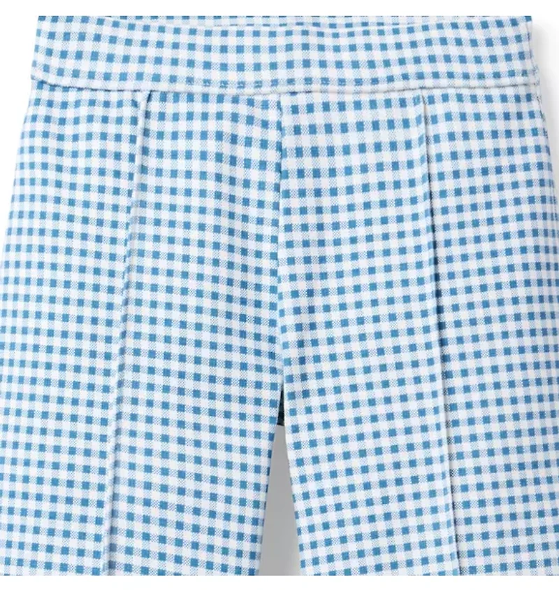Wide Leg Gingham Ponte Pant