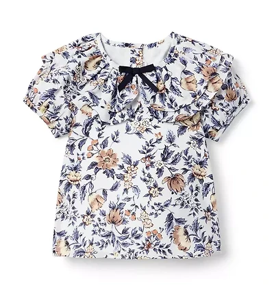 Floral Ruffle Collar Top