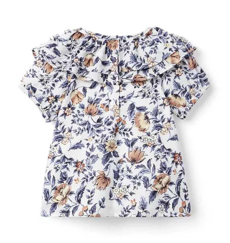 Floral Ruffle Collar Top