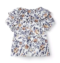 Floral Ruffle Collar Top