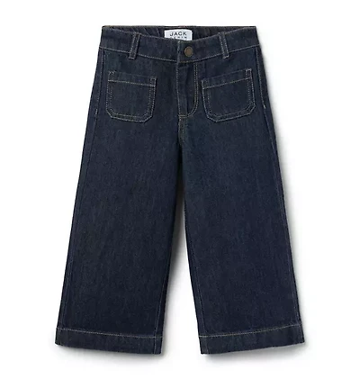 The Patch Pocket Wide Leg Jean Dark Wash