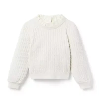 Ruffle Collar Cable Knit Sweater