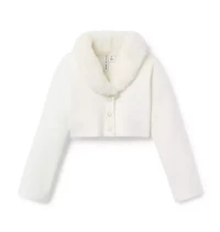 Faux Fur Collar Cropped Cardigan